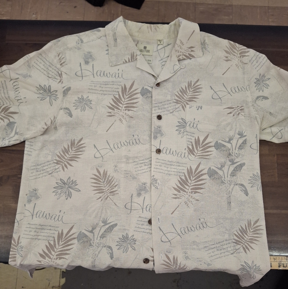 Vintage Solitude Cream and Brown Casual Button Down Shirt